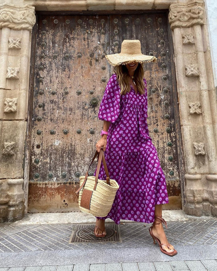 Elin | Boho Bawełniana Sukienka Maxi